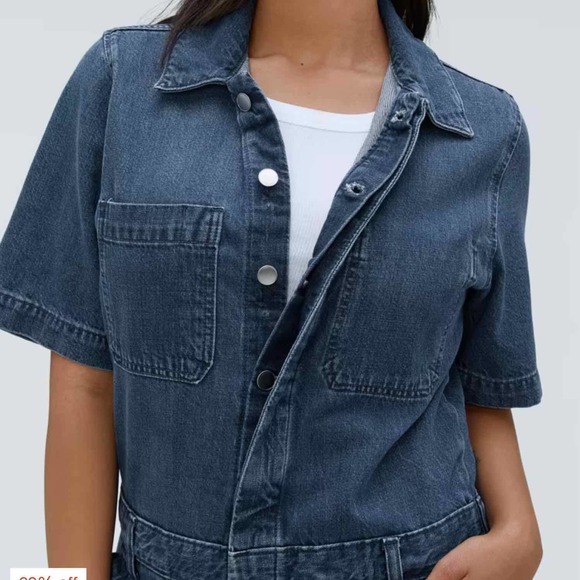 Everlane The Super Soft Organic Cotton Coverall Size 16 Dark Blue Wash - Picture 3 of 10